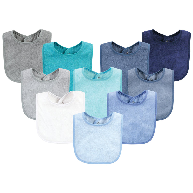 Hudson Baby Rayon from Bamboo Bib with Waterproof Lining 10pk, Blue Teal