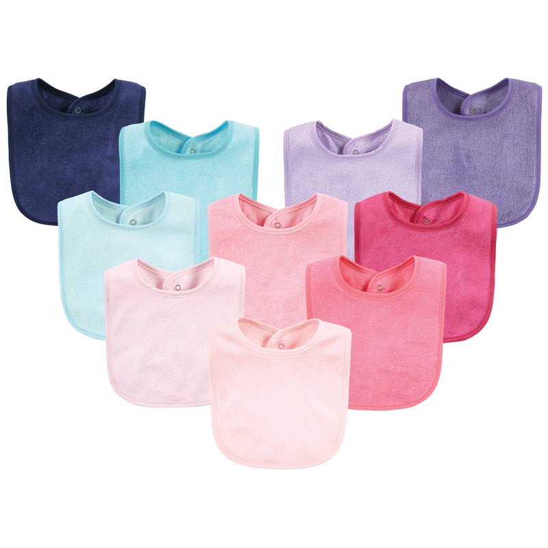 Hudson Baby Rayon from Bamboo Bib with Waterproof Lining 10pk, Pink Mint