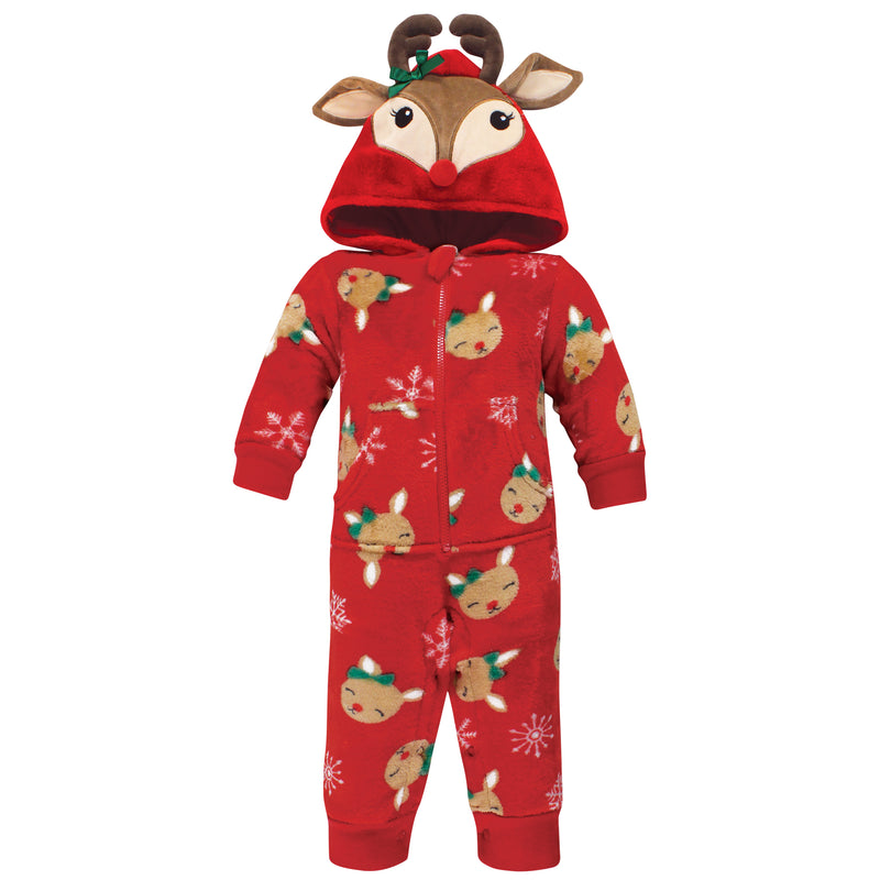 Hudson Baby Plush Jumpsuits, Girl Holiday Reindeer