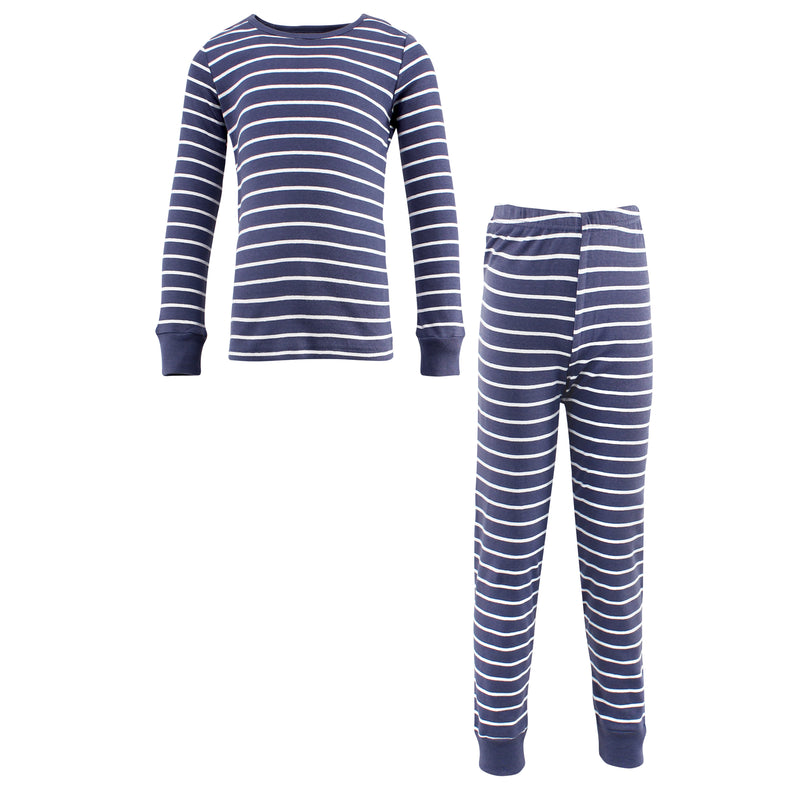 Hudson Baby Cotton Pajama Set, Denim Blue Stripe