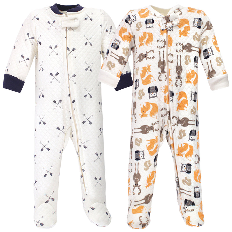 Hudson Baby Premium Quilted Zipper Sleep and Play, Boy Forest