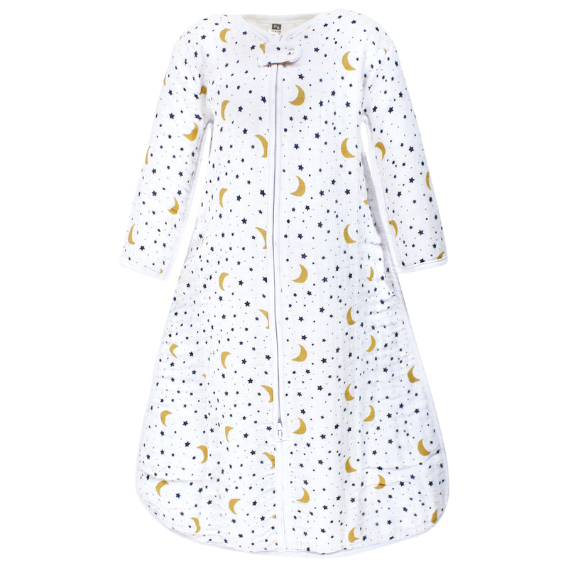 Hudson Baby Long Sleeve Muslin Sleeping Bag, Wearable Blanket, Sleep Sack, Moon