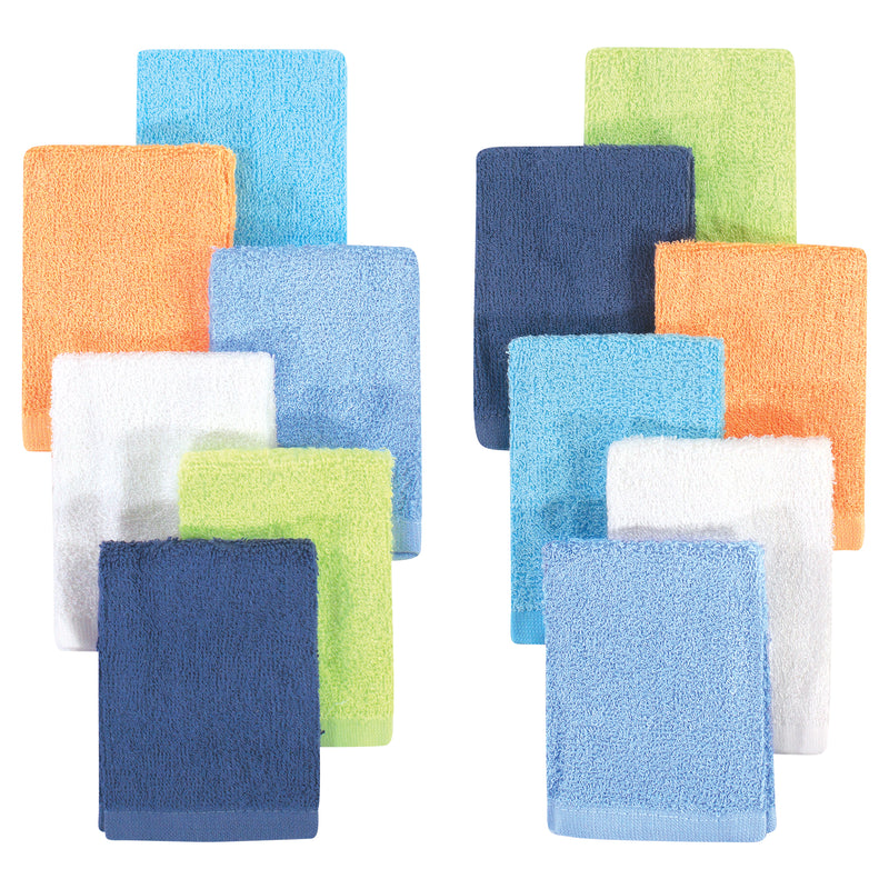 Hudson Baby Rayon from Bamboo Woven Washcloths 12pk, Blue Orange Lime