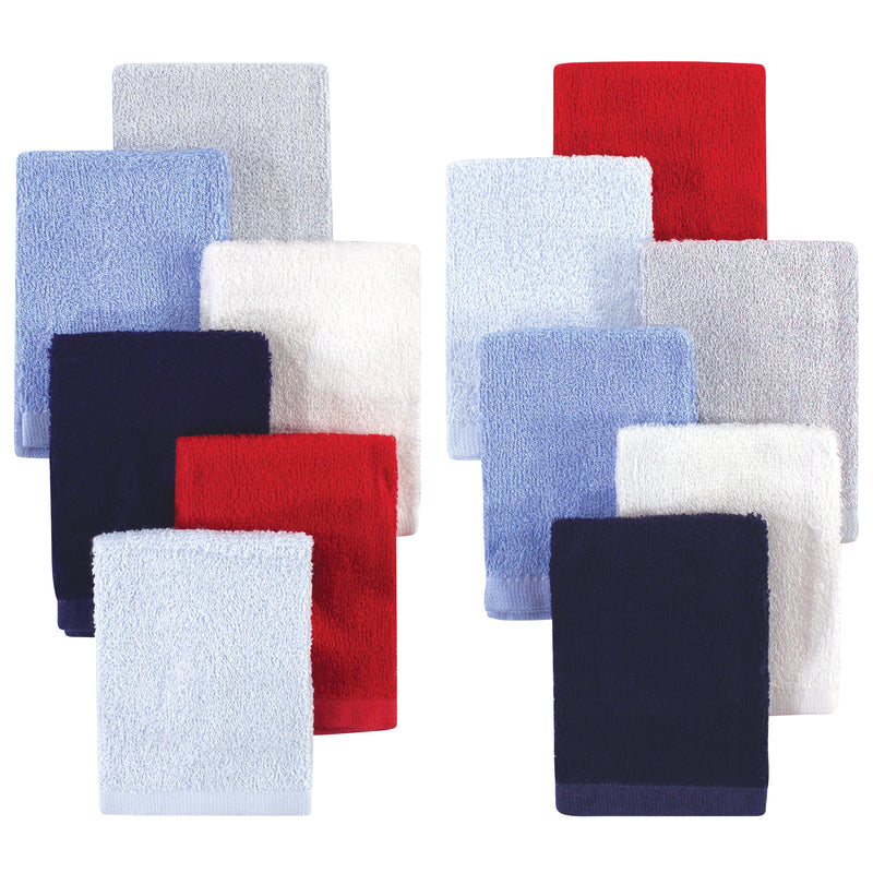 Hudson Baby Rayon from Bamboo Woven Washcloths 12pk, Blue Red