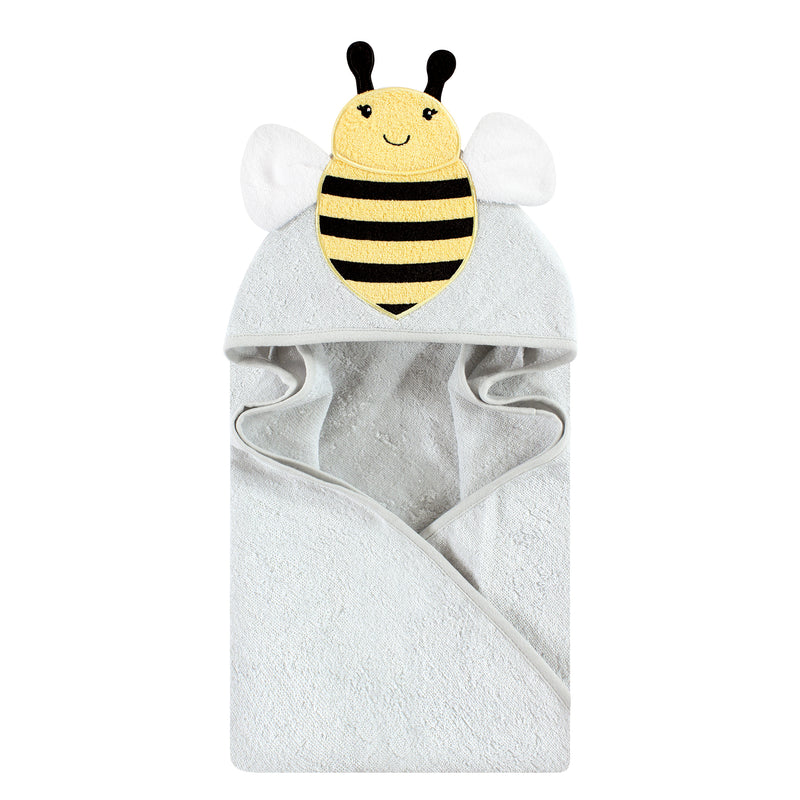 Hudson Baby Cotton Animal Face Hooded Towel, Bee