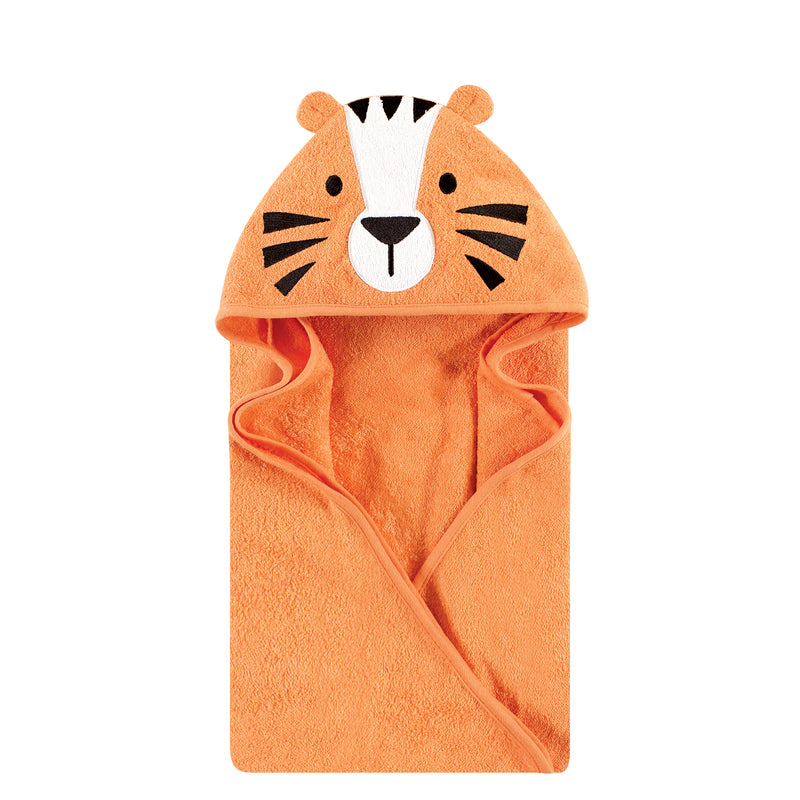 Hudson Baby Cotton Animal Face Hooded Towel, Tiger