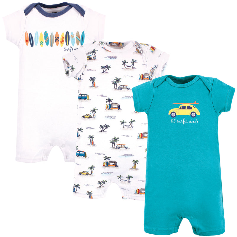 Hudson Baby Cotton Rompers, Surfer Dude