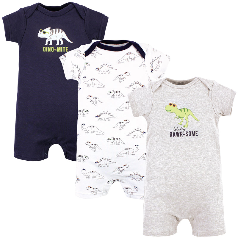 Hudson Baby Cotton Rompers, Cool Dinosaurs