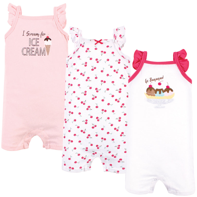 Hudson Baby Cotton Rompers, Banana Split