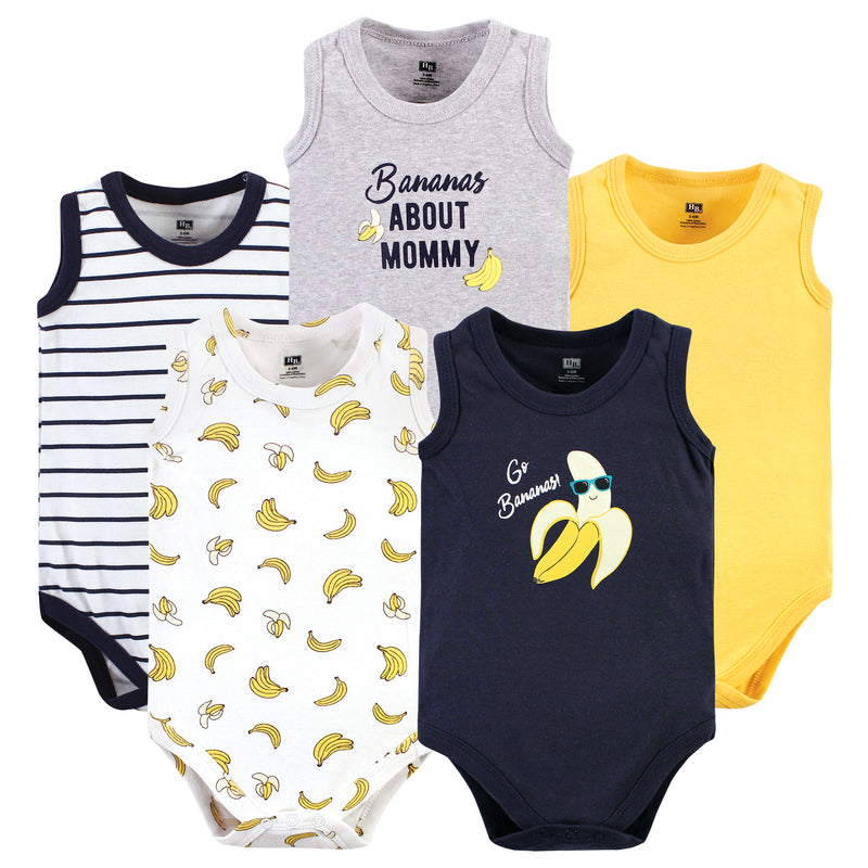 Hudson Baby Cotton Sleeveless Bodysuits, Go Bananas