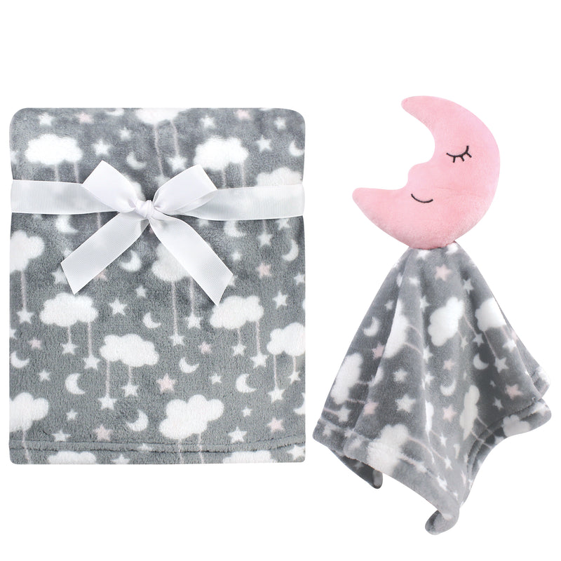 Hudson Baby Plush Blanket with Security Blanket, Moon Girl