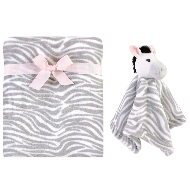 Hudson Baby Plush Blanket with Security Blanket, Zebra