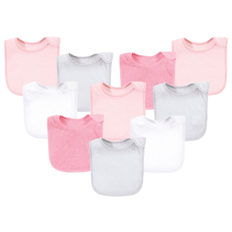 Hudson Baby Rayon from Bamboo Terry Bibs, Lt.Pink Gray