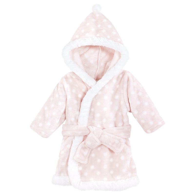 Hudson Baby Plush Animal Face Bathrobe, Pink Polka Dot