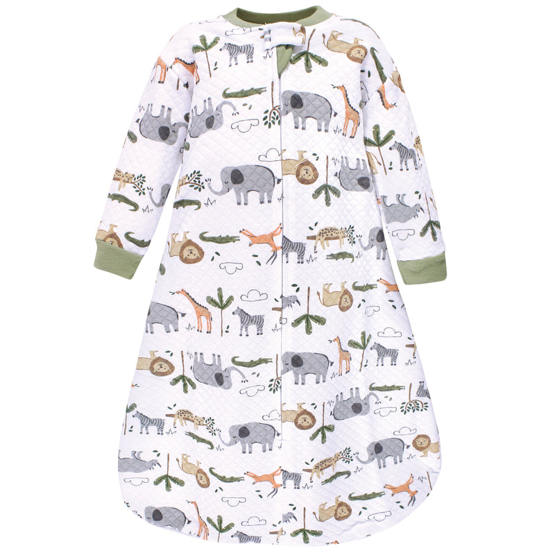 Hudson Baby Premium Quilted Long Sleeve Sleeping Bag and Wearable Blanket, Safari Life