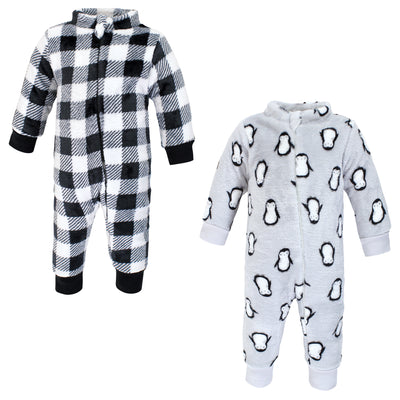 Hudson Baby Plush Jumpsuits, Gray Penguin