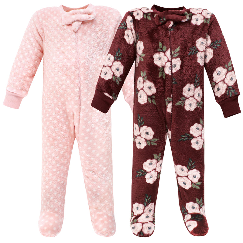 Hudson Baby Plush Sleep and Play, Burgundy Floral