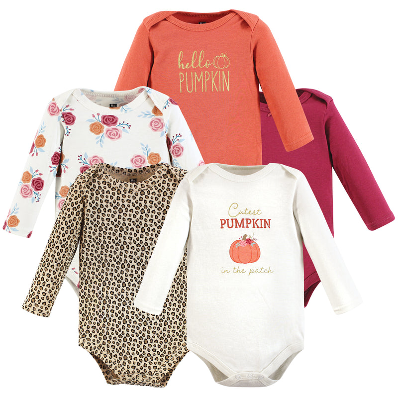 Hudson Baby Cotton Long-Sleeve Bodysuits, Cutest Pumpkin 5-Pack