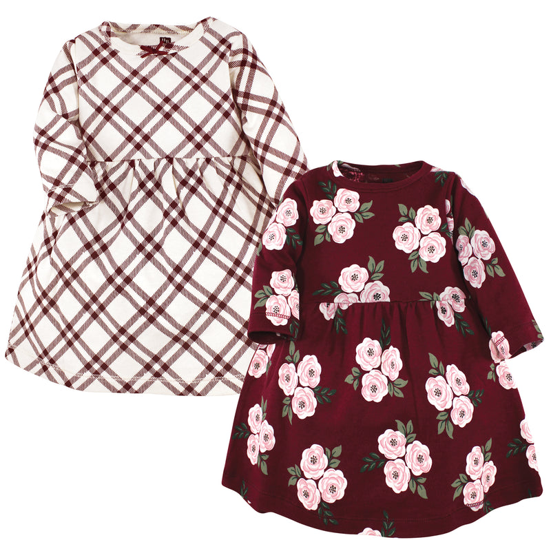 Hudson Baby Cotton Dresses, Burgundy Floral