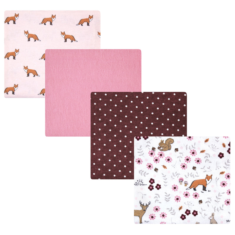 Hudson Baby Cotton Flannel Receiving Blankets, Woodland Floral