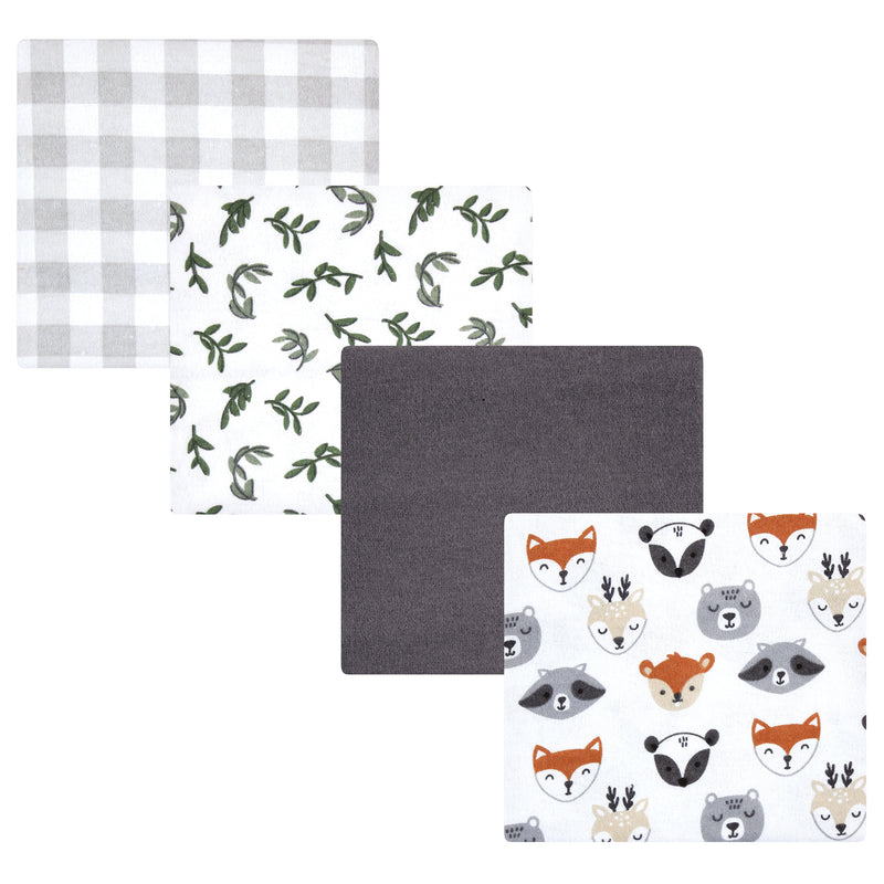Hudson Baby Cotton Flannel Receiving Blankets, Woodland Faces