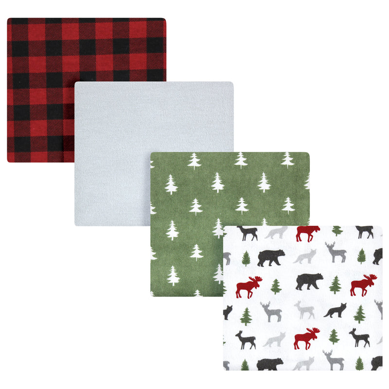 Hudson Baby Cotton Flannel Receiving Blankets, Woodland Christmas