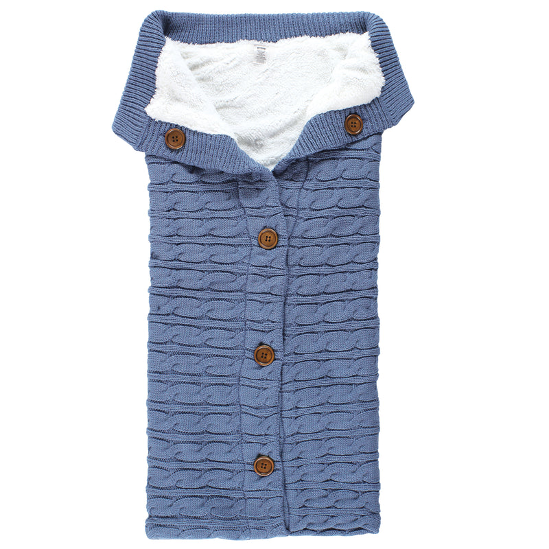 Hudson Baby Sherpa Knitted Baby Lounge Stroller Wrap Sack, Coronet Blue