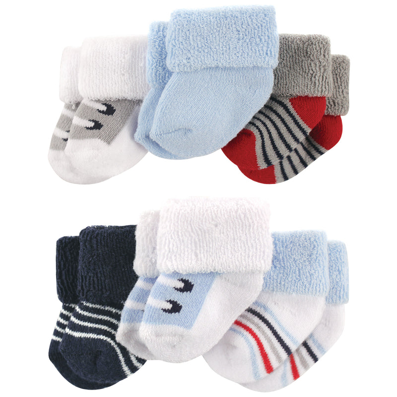 Luvable Friends Newborn and Baby Socks Set, Blue Gray Sneakers