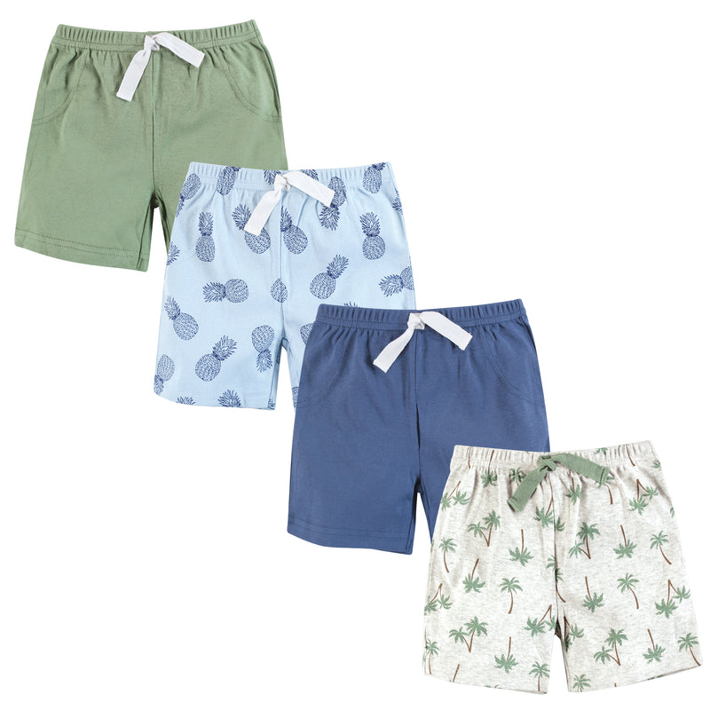 Hudson Baby Shorts Bottoms 4-Pack, Palm Tree