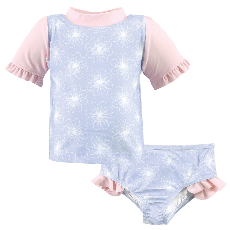 Hudson Baby Swim Rashguard Set, Blue Floral