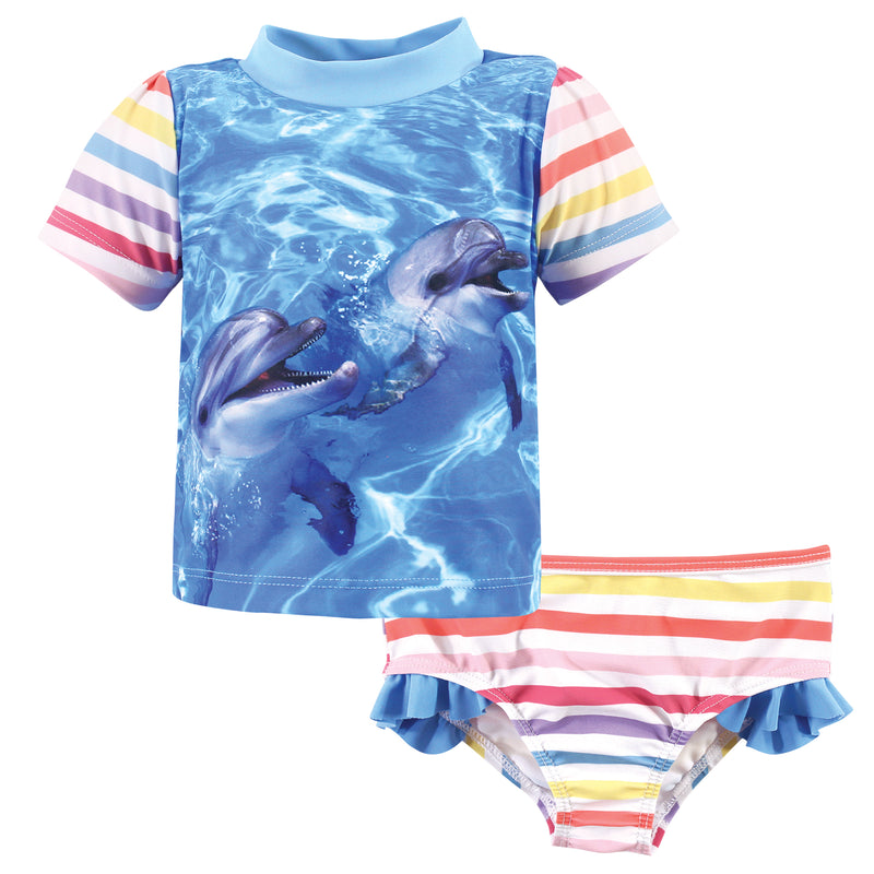 Hudson Baby Swim Rashguard Set, Girl Dolphin
