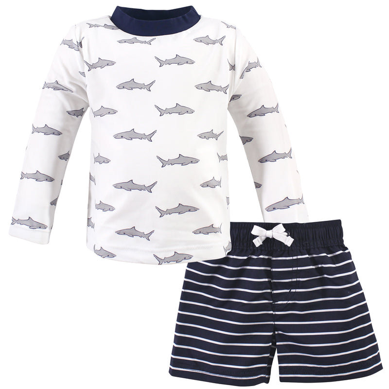 Hudson Baby Swim Rashguard Set, Gray Shark