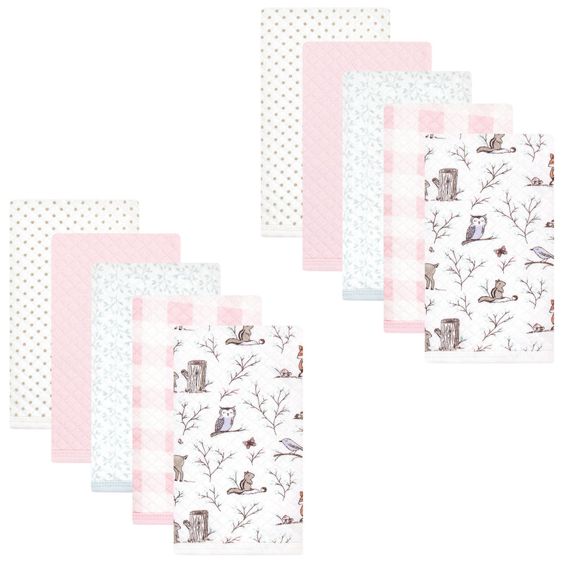 Hudson Baby Quilted Burp Cloths, Enchanted Forest
