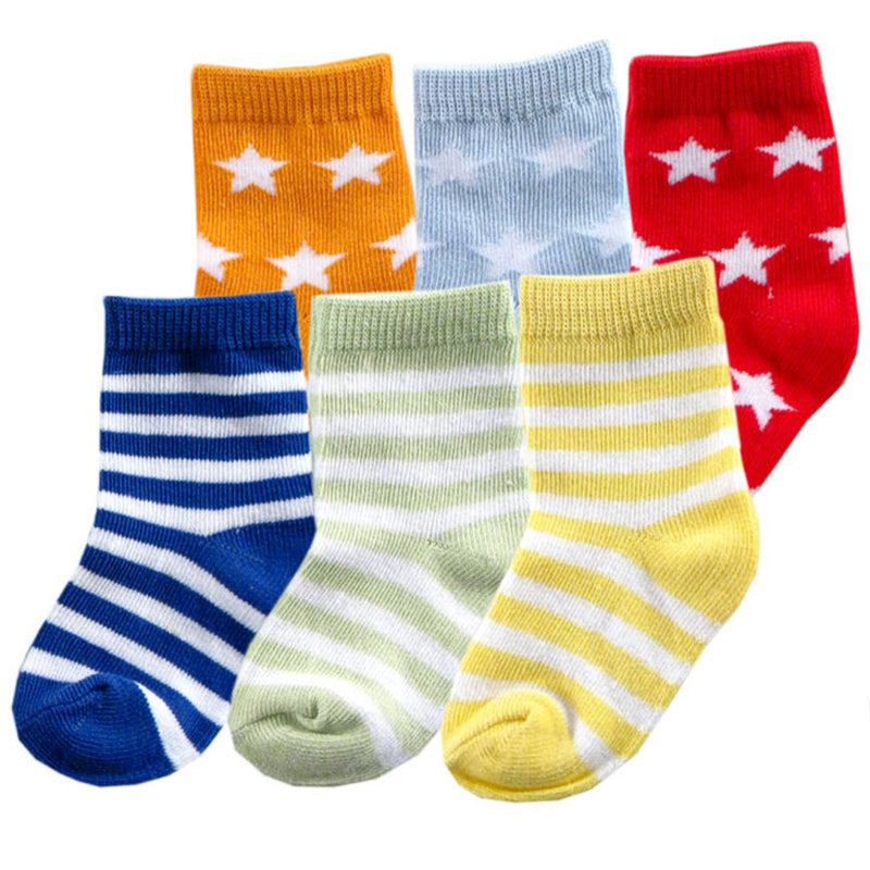 Luvable Friends Newborn and Baby Socks Set, Blue Orange