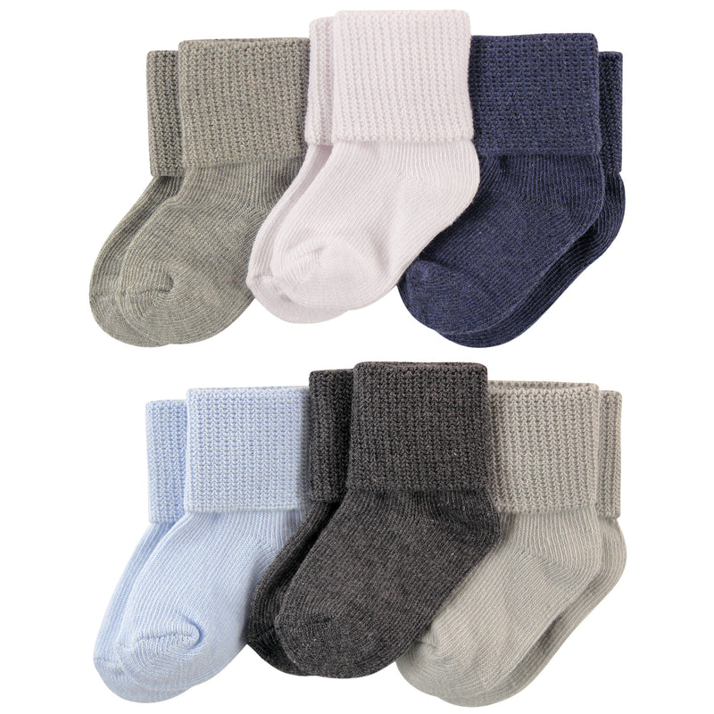 Luvable Friends Newborn and Baby Socks Set, Blue Gray