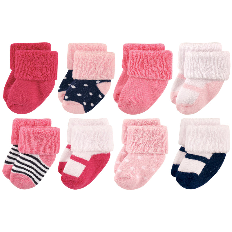 Luvable Friends Newborn and Baby Terry Socks, Navy Mary Jane