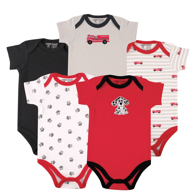 Luvable Friends Cotton Bodysuits, Fire Truck