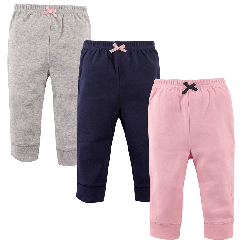 Luvable Friends Cotton Pants, Light Pink Navy