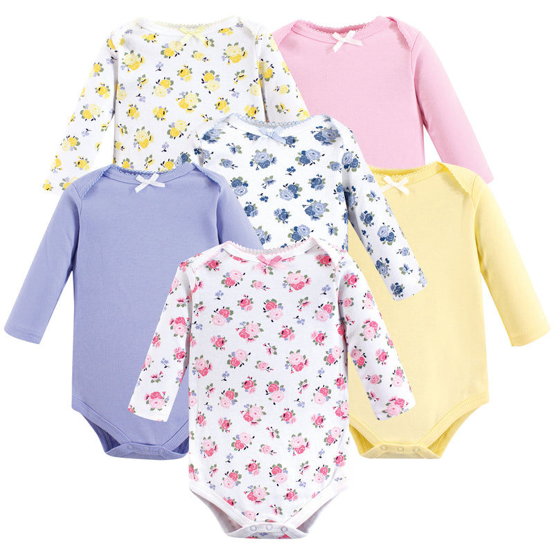 Luvable Friends Cotton Long-Sleeve Bodysuits, Floral Long-Sleeve