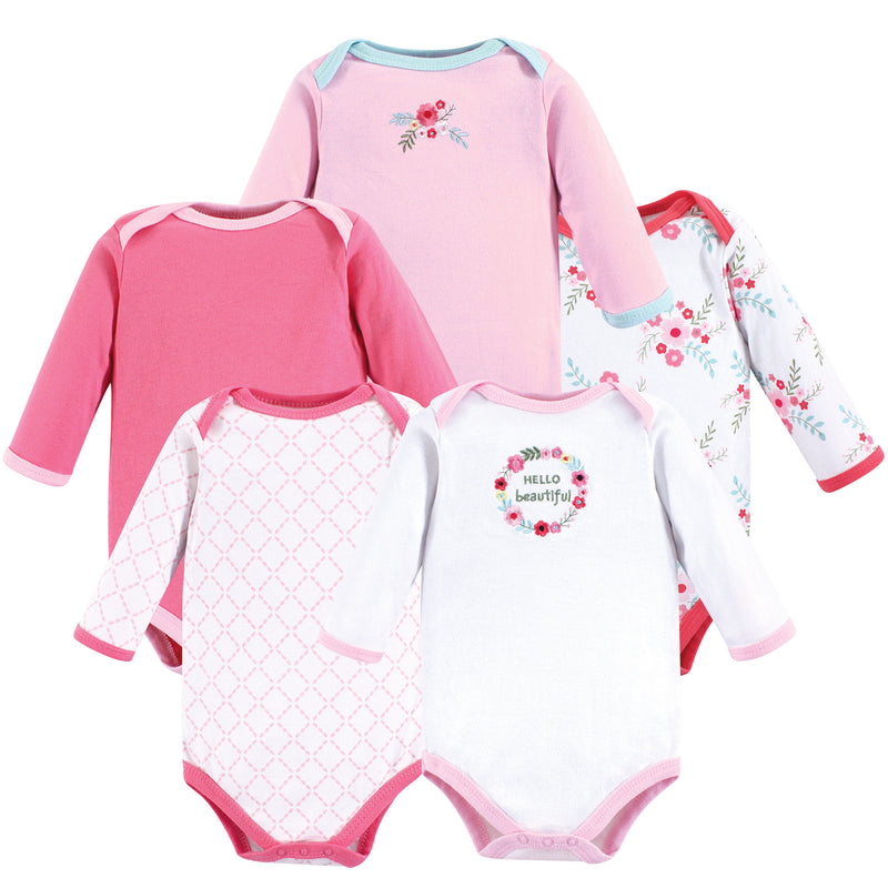 Luvable Friends Cotton Long-Sleeve Bodysuits, Floral