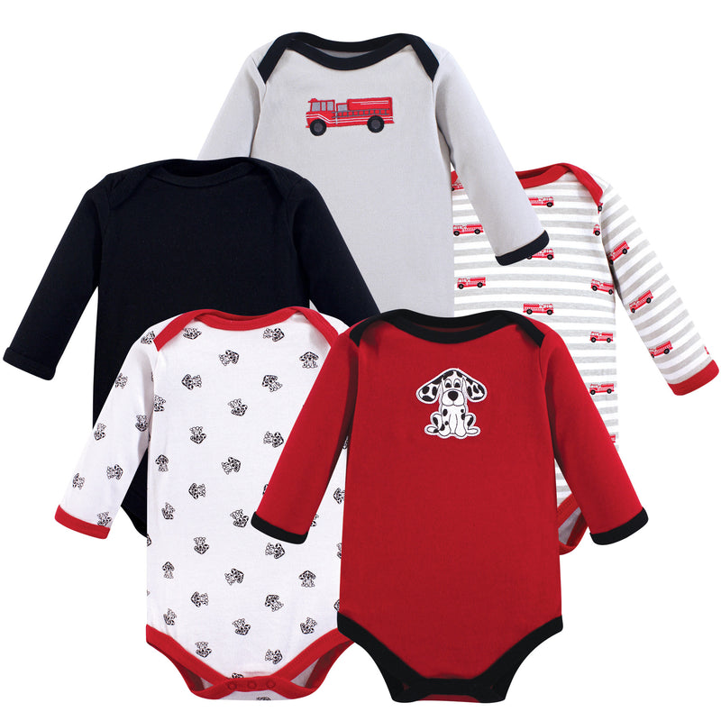 Luvable Friends Cotton Long-Sleeve Bodysuits, Fire Truck