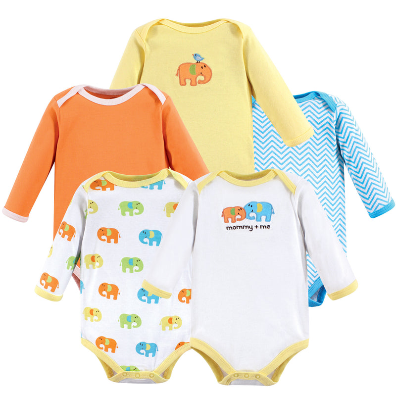 Luvable Friends Cotton Long-Sleeve Bodysuits, Elephant