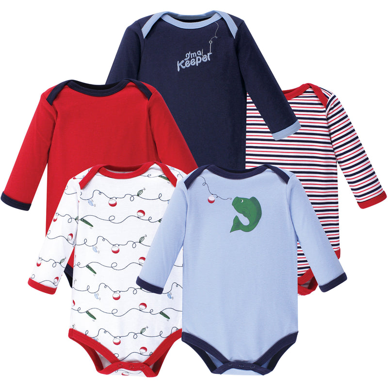 Luvable Friends Cotton Long-Sleeve Bodysuits, Fish