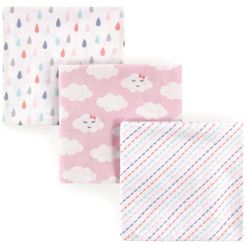 Luvable Friends Cotton Flannel Receiving Blankets, Girl Clouds