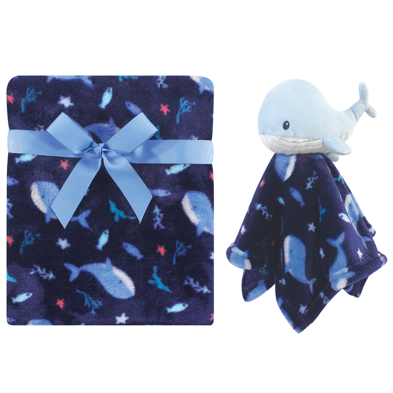 Luvable Friends Plush Blanket and Security Blanket, Deep Sea