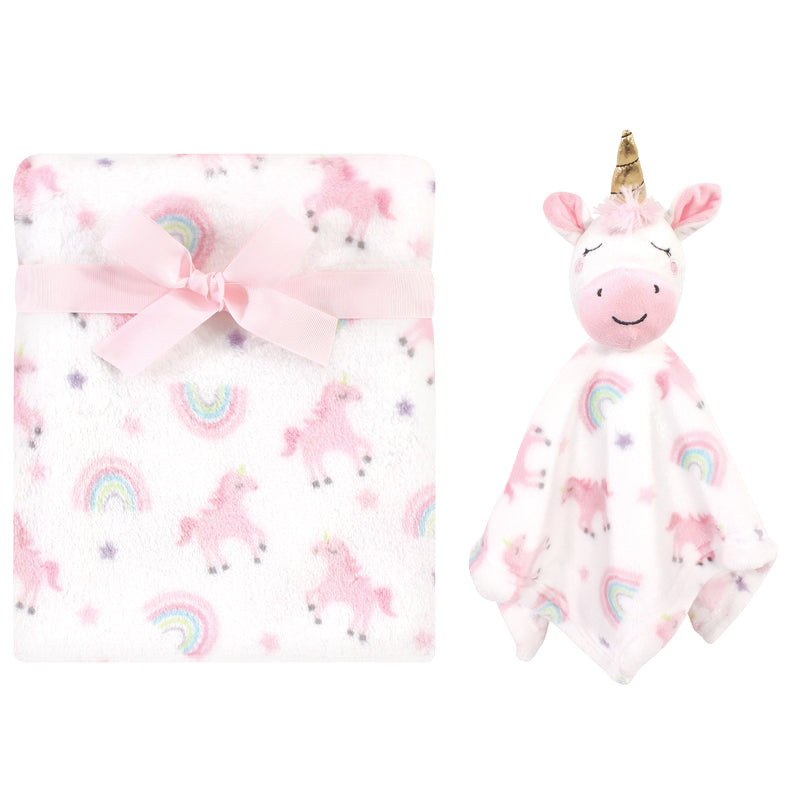 Luvable Friends Plush Blanket and Security Blanket, Rainbow Unicorn
