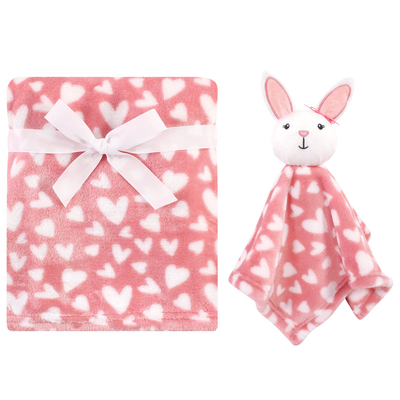 Luvable Friends Plush Blanket and Security Blanket, Bunny Heart