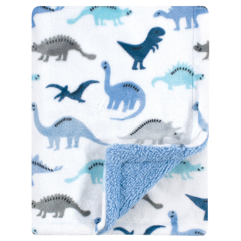 Luvable Friends Plush Blanket with Sherpa Back, Dino