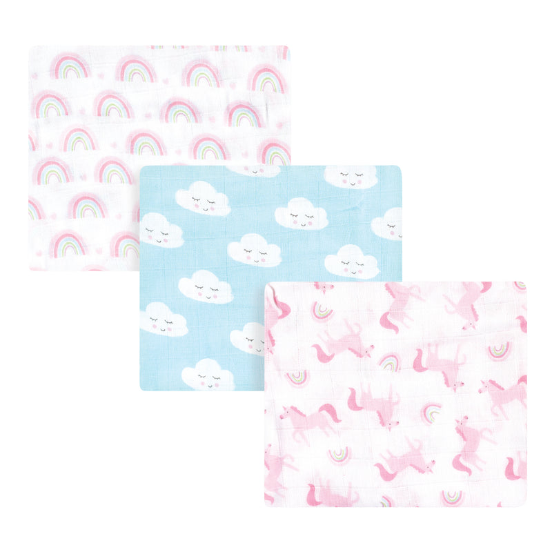 Luvable Friends Muslin Cotton Swaddle Blanket, Pink Rainbow