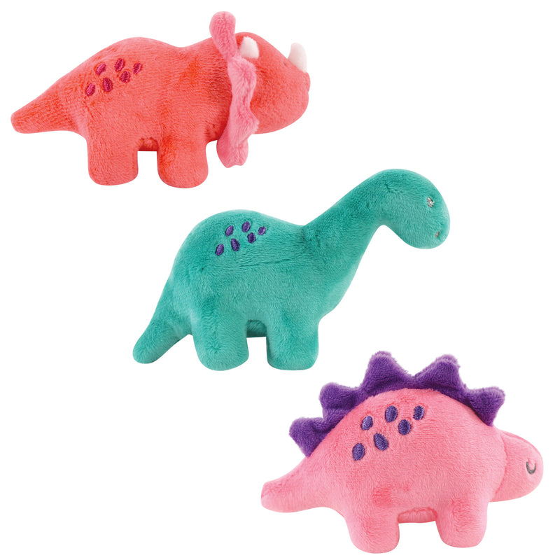 Luvable Friends Squeaky Plush Dog Toy with Rope, Pink Dinosaurs